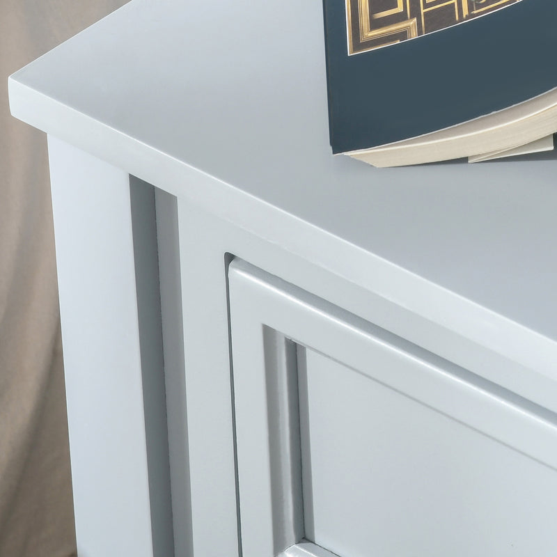 HOMCOM Boxy Accent Bedside End Table Nightstand Drawer Shelf Home Furniture Grey