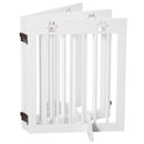 PawHut Pet Gate 4 Panel Wooden Dog Barrier Folding Fence w/ Support Feet