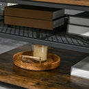 HOMCOM Industrial Coffee Table, Cocktail Table W/ Storage Shelves, Rustic Brown