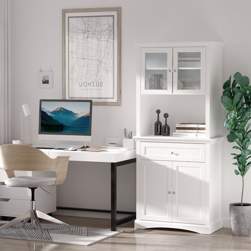 HOMCOM Kitchen Cupboard Storage Cabinet with Drawer, Doors and Shelves, White