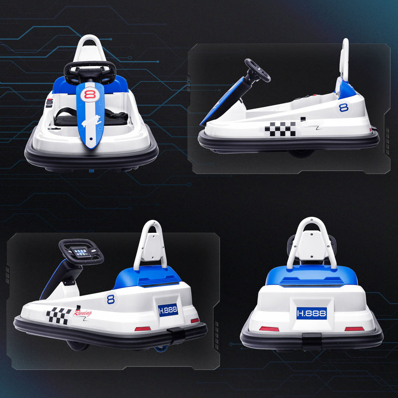 HOMCOM 6V Kids Bumper Car, 360-Degree Rotation Waltzer Car w/ 2 Speeds - White