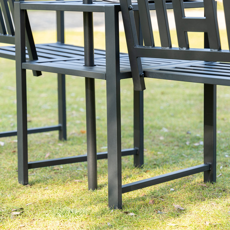 Outsunny Tete-a-tete Chair 2-Seater Steel Bench w/ Coffee Table Backyard Porch