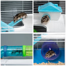 PawHut Hamster Cage w/ Water Bottle, Exercise Wheel, Tubes, Ramps - Blue