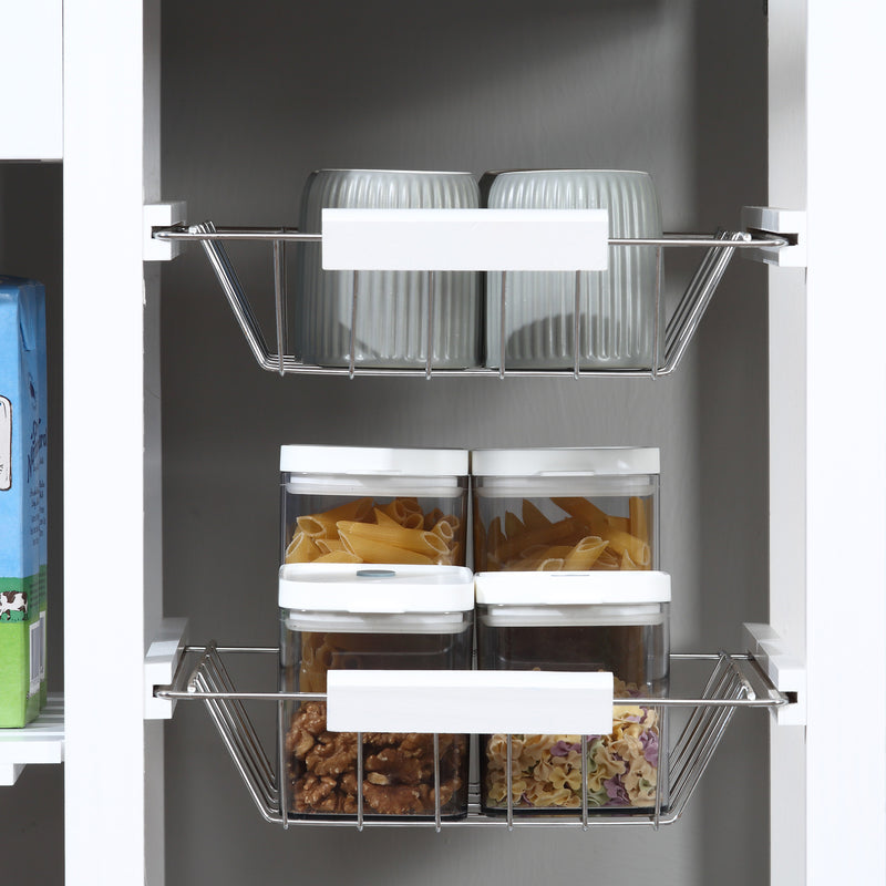 HOMCOM Kitchen Cart Trolley with Spice Racks, Baskets, Drawers for Dining Room