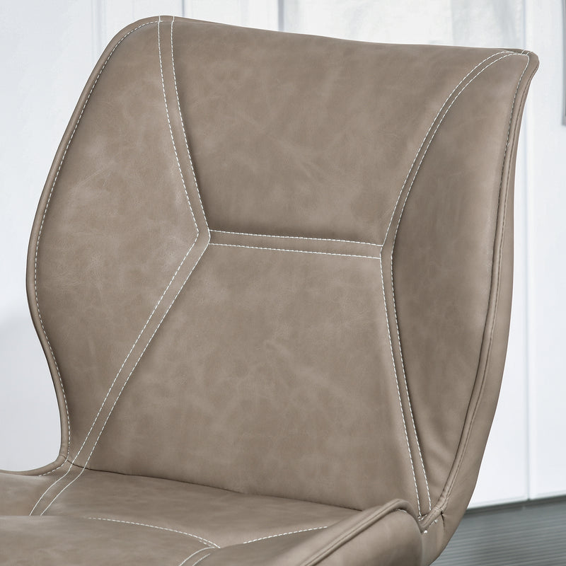 HOMCOM Set of 2 Contrast Stitched PU Leather Racing-Style Chairs Accent Brown