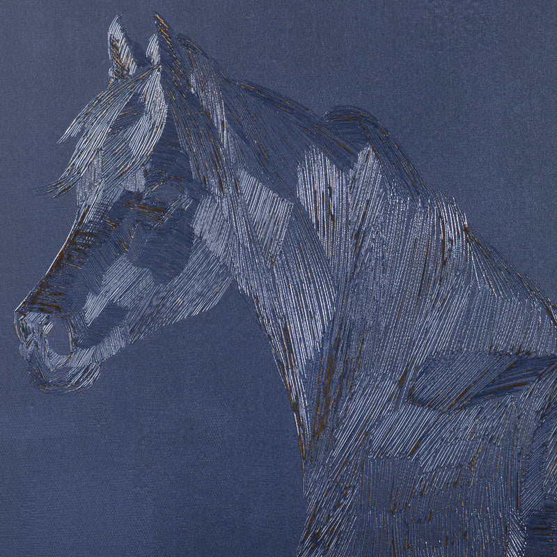 HOMCOM Gold Textured Canvas Wall Art Horse for Living Room Bedroom, 93x63cm