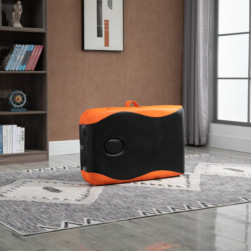 HOMCOM Portable PVC Massage Table Beauty Therapy Couch Bed Spa Aluminum Orange