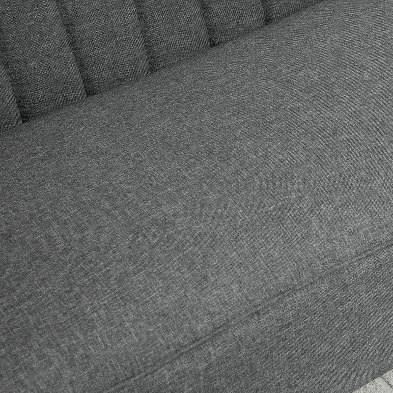 HOMCOM Linen-Feel Double Sofa w/ Wood Frame Foam Padding High Back, Grey