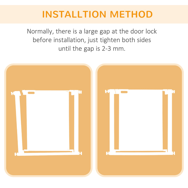 PawHut Pressure Fit Safety Gate for Stairs w/ Auto Close 75-82 cm - White