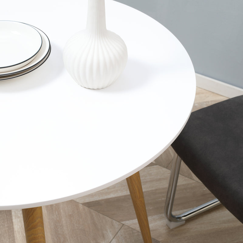 HOMCOM Round Dining Table with Matte Top Metal legs, Kitchen Table for 2 People
