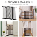PawHut 74-105cm Pet Safety Gate, Pressure Fit Stair with Double Locking - Black