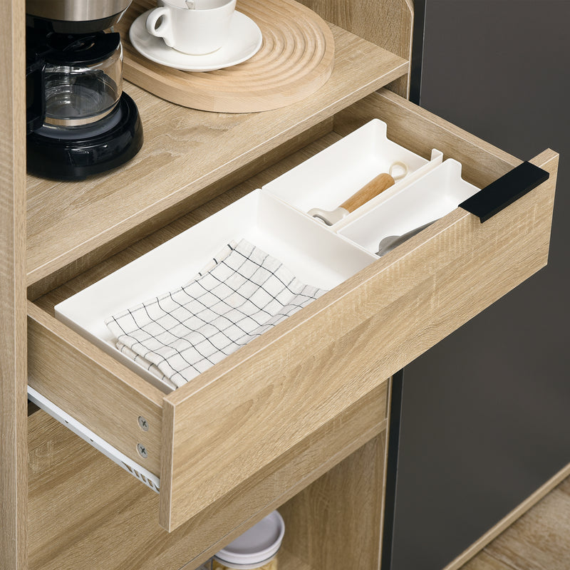 HOMCOM Kitchen Cupboard Storage Cabinet Adjustable Shelves, Wine Glass Rack