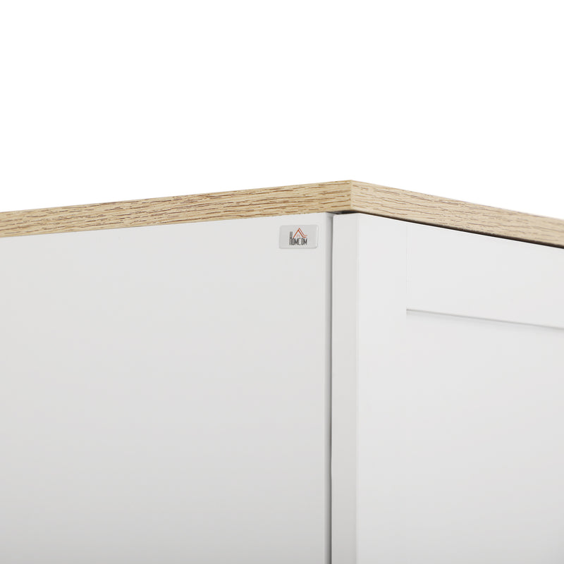 HOMCOM Modern Kitchen Cupboard Storage Cabinet with 4 Shelves, White