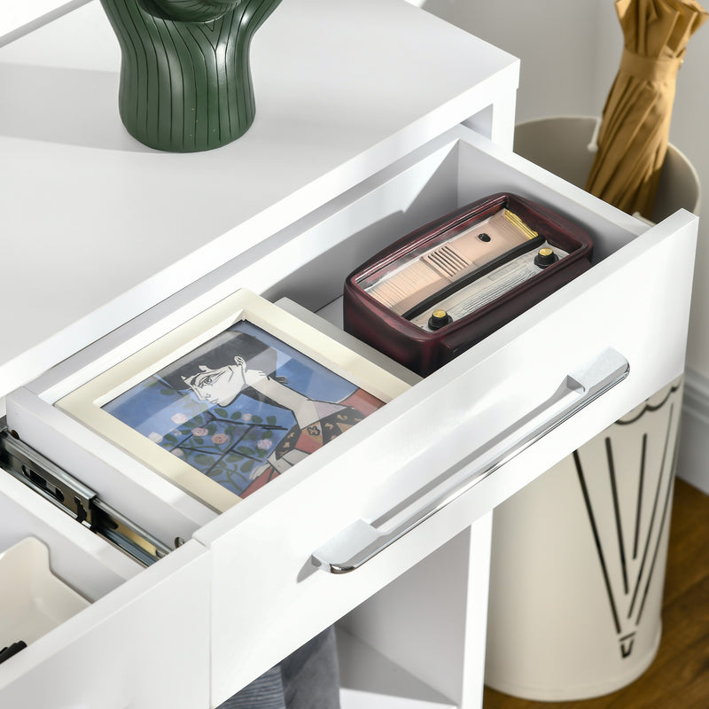 HOMCOM Console Tables, Hallway Table w/ Drawers and Shelf for Living Room,White