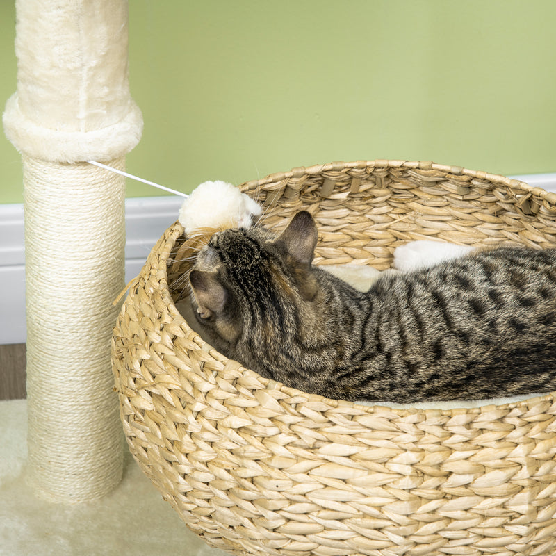 PawHut 72cm Cat Activity Centre w/ Two Bed, Toy Ball, Sisal Scratching Post