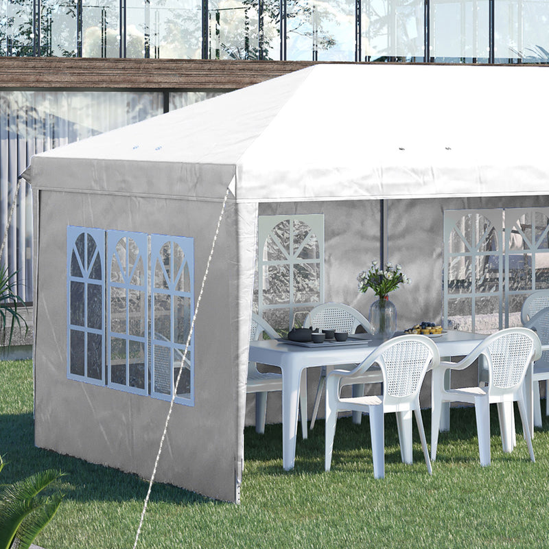 Outsunny 3 x 6m Heavy Duty Gazebo Marquee Party Tent with Storage Bag White