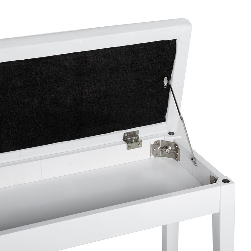 HOMCOM Classic Piano Bench Padded Seat Makeup Stool Solid Wood Wooden White