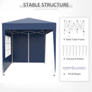 Outsunny 2mx2m Blue Pop Up Gazebo Party Tent Canopy Marquee with Storage Bag