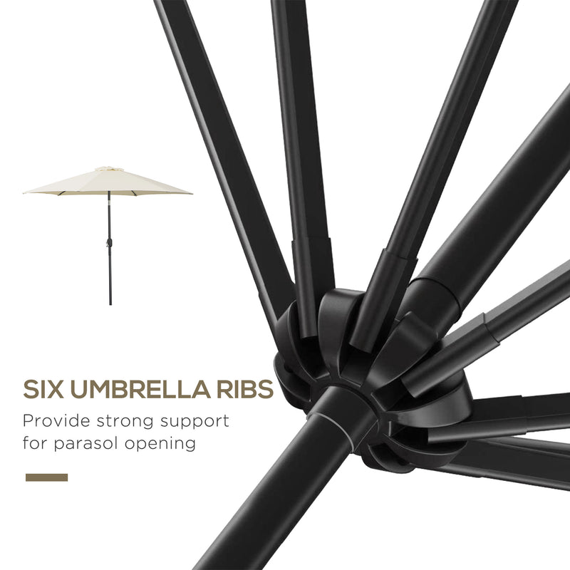 Outsunny Patio Umbrella Parasol Sun Shade Garden Aluminium Cream White 2.7M
