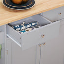 HOMCOM Rolling Kitchen Island, Utility Serving Cart with Rubber Wood Top Grey
