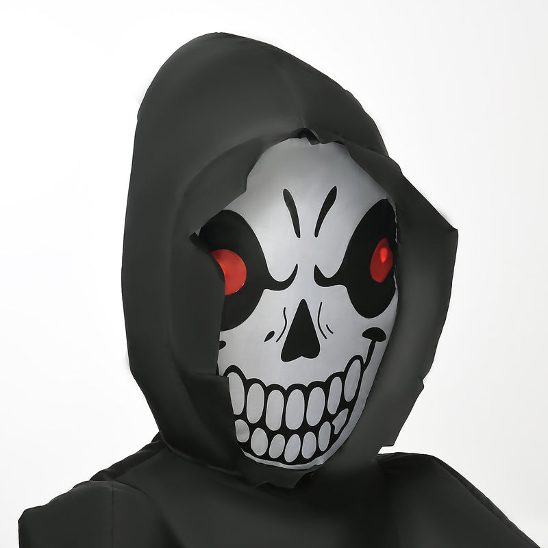 HOMCOM 6FT Long Halloween Inflatable Skull Blow-Up Outdoor LED Garden Display