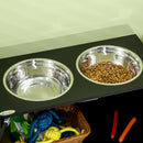 PawHut Raised Dog Bowls for Large Dogs Feeding Station w/ Stand, Storage - Black