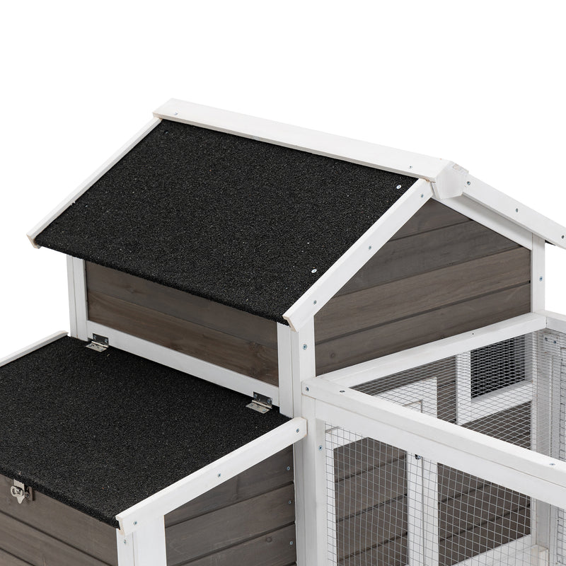 PawHut Wooden Chicken Coop Hen House w/ Removable Tray, Nesting Box, Run, Ramp