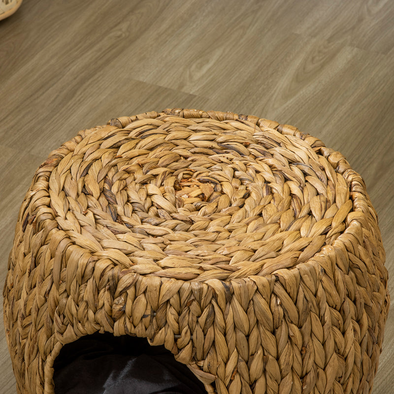 PawHut Rattan Cat House Stool for Rest w/ Soft Cushion 44 x 43 x 41cm