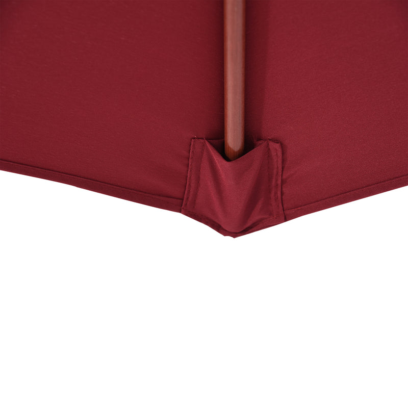 Outsunny 2.5m Wooden Garden Parasol Outdoor Umbrella Canopy w/ Vent Red