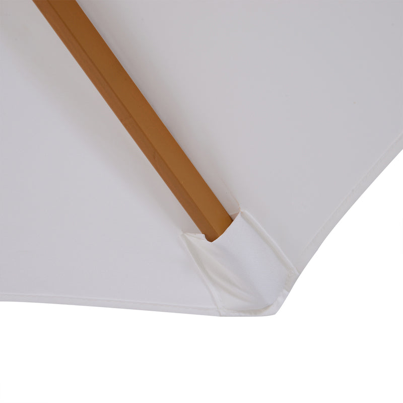 Outsunny 3m Fir Wooden Garden Parasol Sun Shade Outdoor Umbrella Canopy Cream