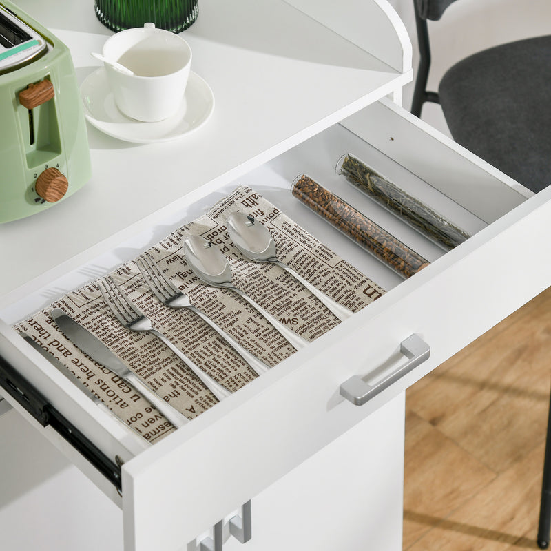 HOMCOM Modern Storage Cabinet, Small Floor Cupboard with Drawer Shelf White