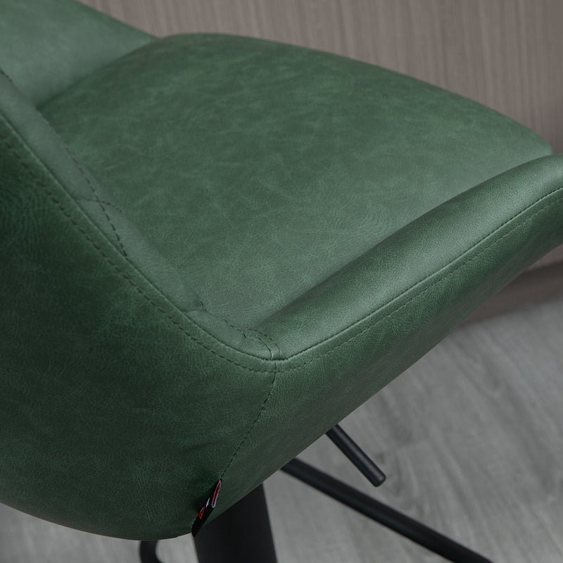 HOMCOM Bar Stools Set of 2, Adjustable Bar Chairs 360° Swivel for Kitchen Green