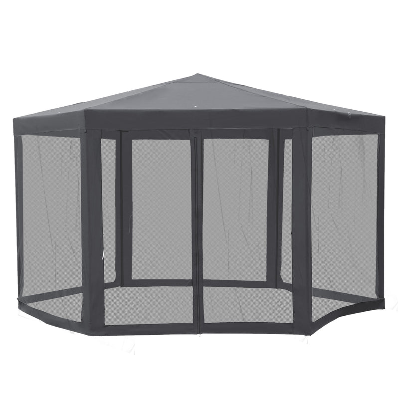 Outsunny Garden Hexagonal Gazebo Patio Outdoor Canopy Patio Party Tent Grey