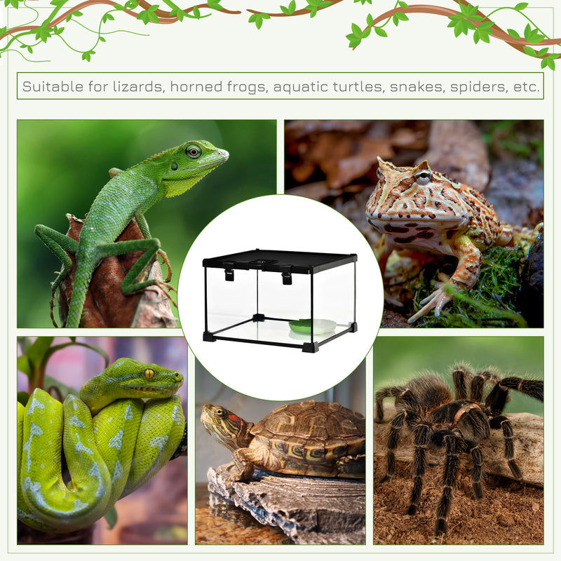 PawHut Glass Reptile Terrarium Habitats for Lizards, Frogs, Snake 30 x 30 x 20cm