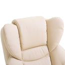 HOMCOM PU Leather Manual Reclining Armchair Footstool Set Padded Seat Cream