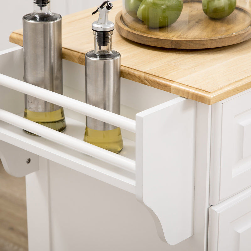 HOMCOM Kitchen Island with Adjustable Shelf Storage Drawers and Cabinets White