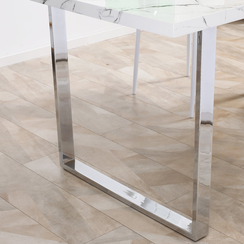 HOMCOM 160 cm Rectangular Dining Table Kitchen Table for 6-8 People White