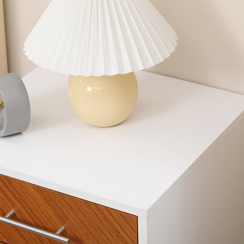 HOMCOM Bedside Table Side Table W/ Drawer & Metal Legs for Bedroom Living Room