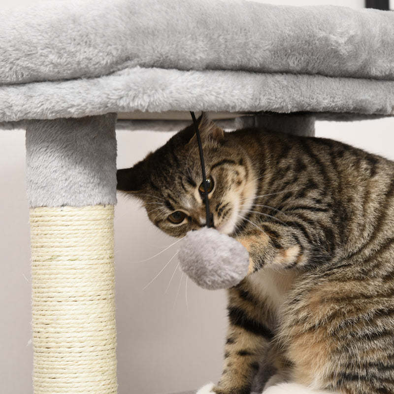 PawHut Cat Tree Climbing Activity Center w/ Scratching Massage Toy Hanging Ball