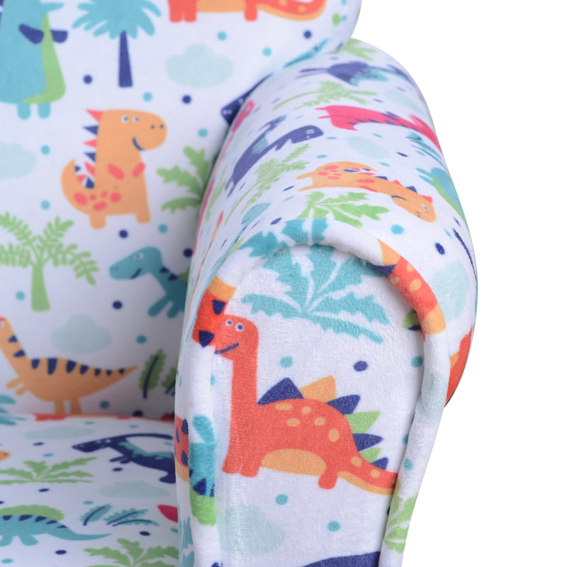 HOMCOM Children's Armchair Kids Sofa Tub Chair Seat Cartoon Flannel Wooden
