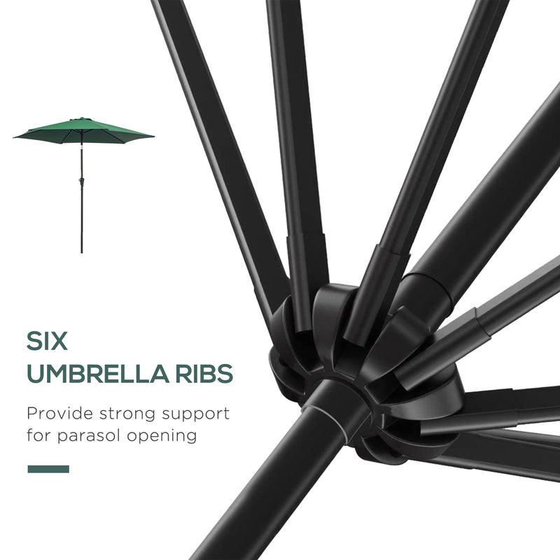 Outsunny Patio Umbrella Parasol Sun Shade Garden Aluminium Green 2.7M