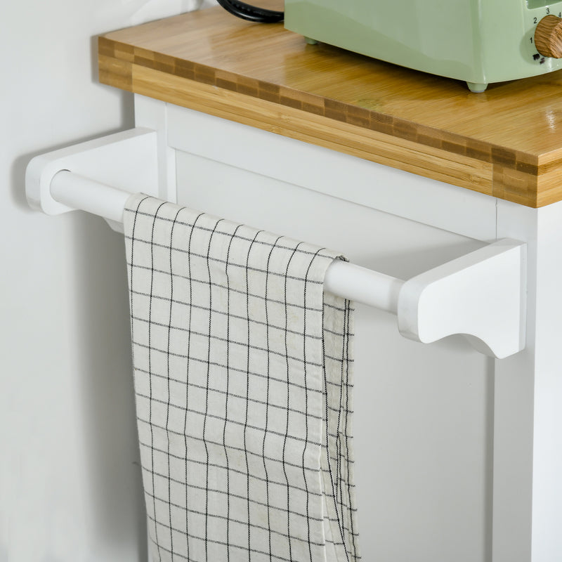 HOMCOM Rolling Kitchen Cart Storage Trolley with Drawer Towel Rail White