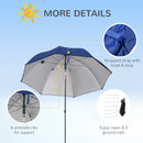 Outsunny 2m Beach Parasol with Sides Fishing Umbrella w/ Tilt, UV30+, Blue