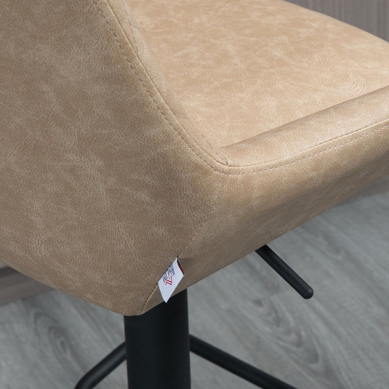 HOMCOM Bar Stools Set of 2, Adjustable Bar Chairs 360° Swivel for Kitchen Khaki