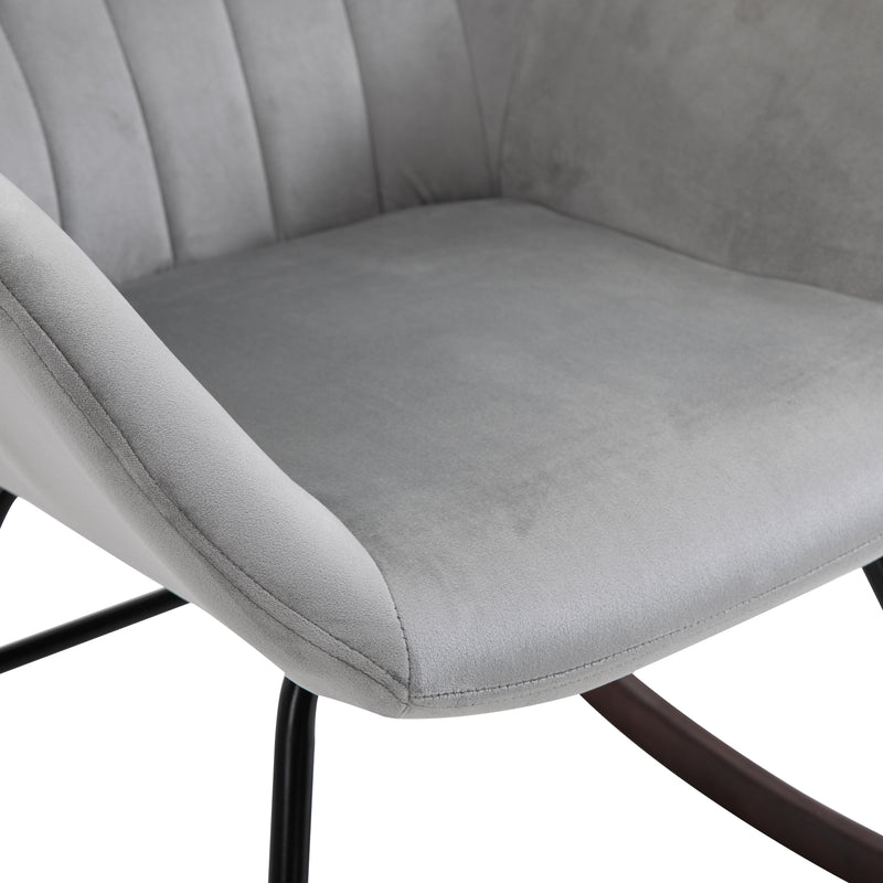 HOMCOM Modern Rocking Armchair with Foam Padding Metal Frame Home Office Grey