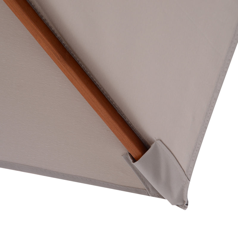 Outsunny Wooden Patio Umbrella Market Parasol Outdoor Sunshade 6 Ribs Grey