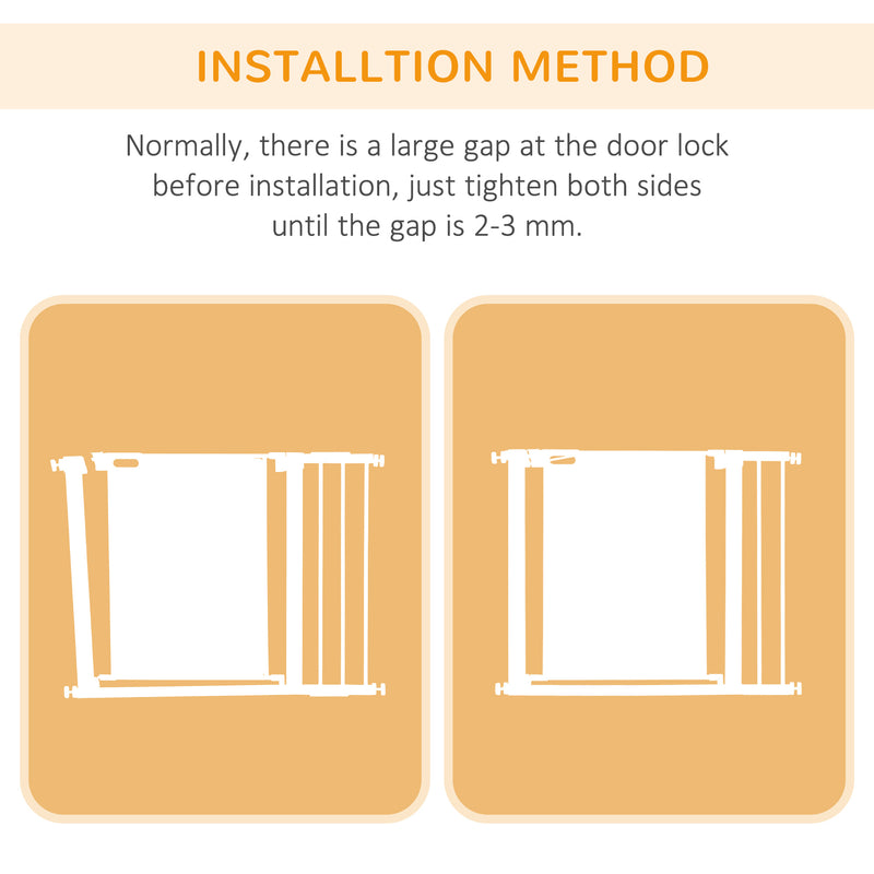 Pressure Fit Safety Gate for Doors, Dog Gate w/ Auto Close, 75-103 cm - White