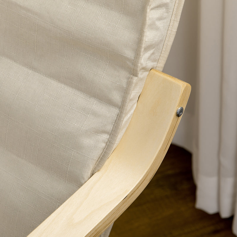 HOMCOM Lounge Chair Recliner Adjustable Footrest Home Cream White