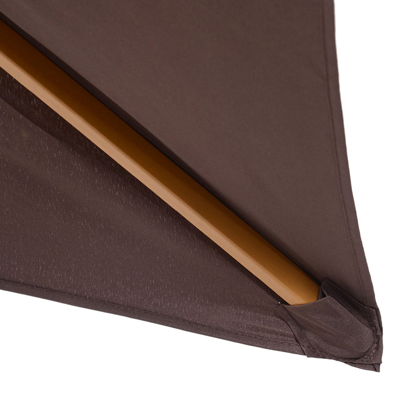 Outsunny Wooden Garden Parasol Sun Shade Patio Umbrella Canopy Dark Coffee