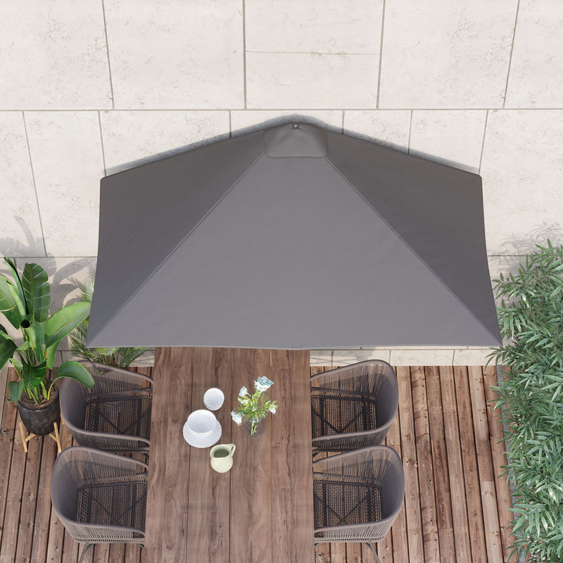 Outsunny 2.3m Garden Balcony Half Round Umbrella Metal Parasol Umbrella Grey